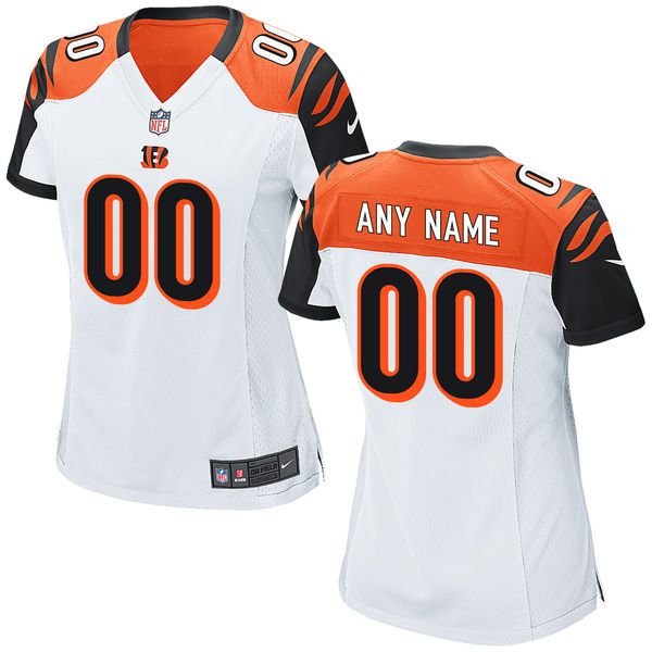 Women Cincinnati Bengals Nike White Custom NFL Jersey->nfl t-shirts->Sports Accessory